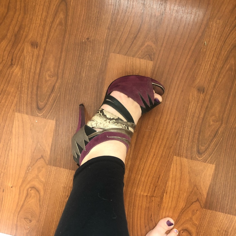 Purple & Black Snake print heels
